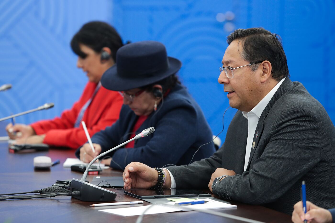 16th BRICS Summit. Meeting of President of Russia Vladimir Putin with President of Bolivia Luis Alberto Arce Catacora