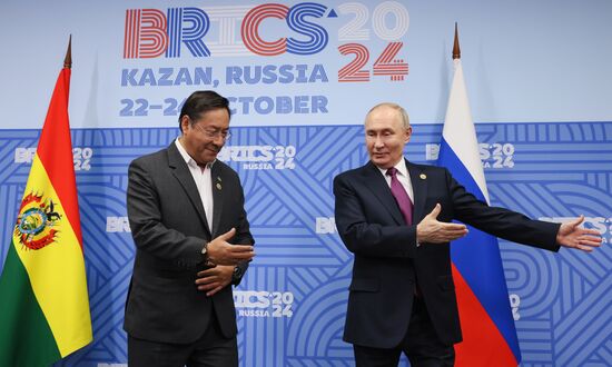 16th BRICS Summit. Meeting of President of Russia Vladimir Putin with President of Bolivia Luis Alberto Arce Catacora