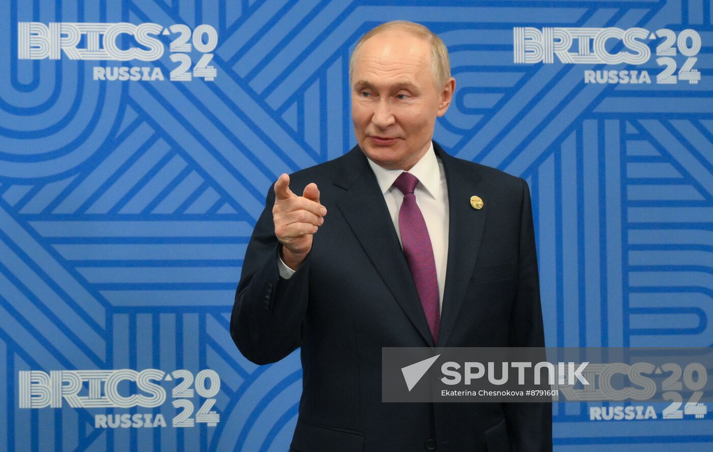 16th BRICS Summit. President of Russia Vladimir Putin meets with UN Secretary-General Antonio Guterres