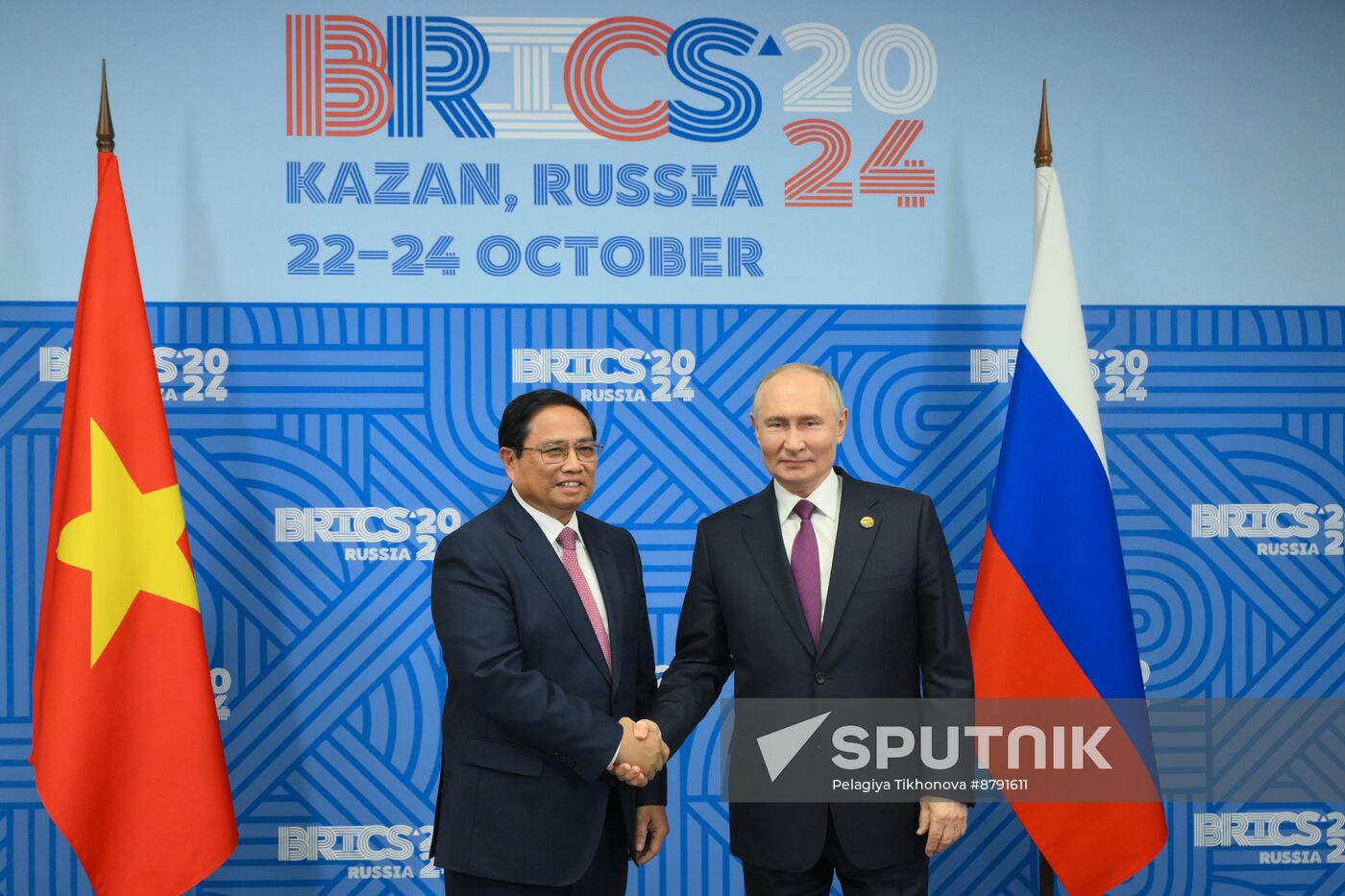 16th BRICS Summit. President of Russia Vladimir Putin meets with Prime Minister of Vietnam Phạm Minh Chinh