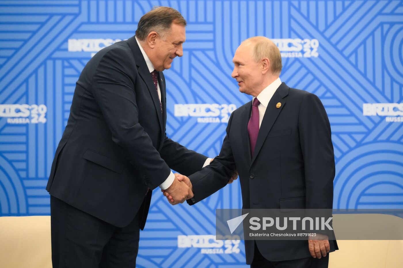 16th BRICS Summit. President of Russia Vladimir Putin meets with President of Republika Srpska Milorad Dodik