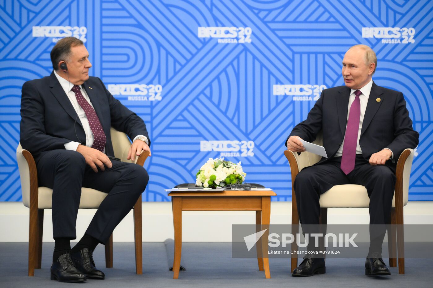 16th BRICS Summit. President of Russia Vladimir Putin meets with President of Republika Srpska Milorad Dodik