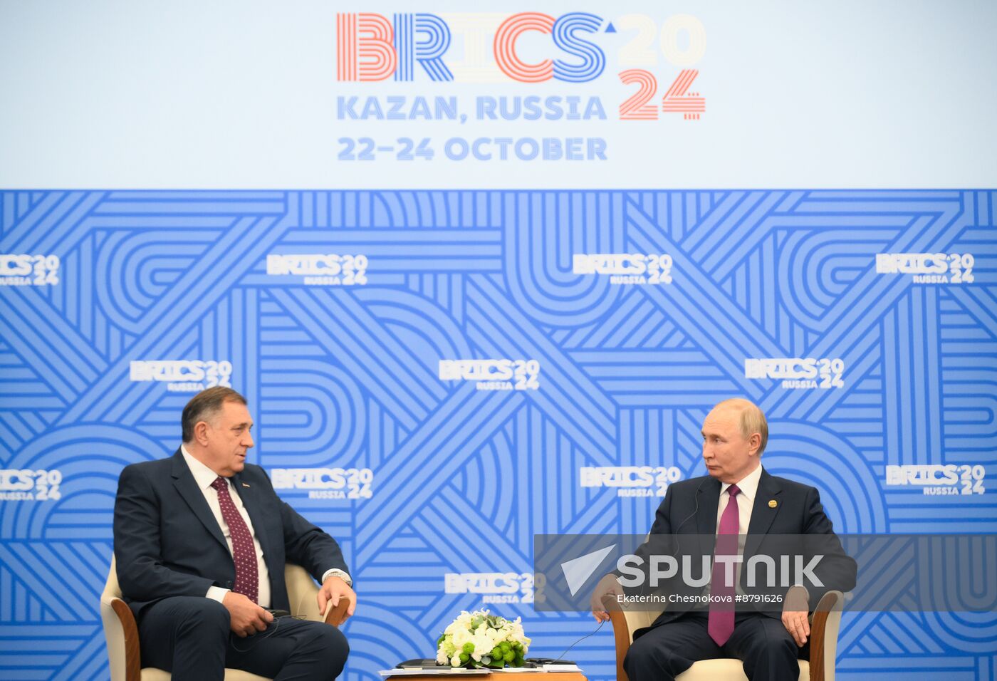 16th BRICS Summit. President of Russia Vladimir Putin meets with President of Republika Srpska Milorad Dodik