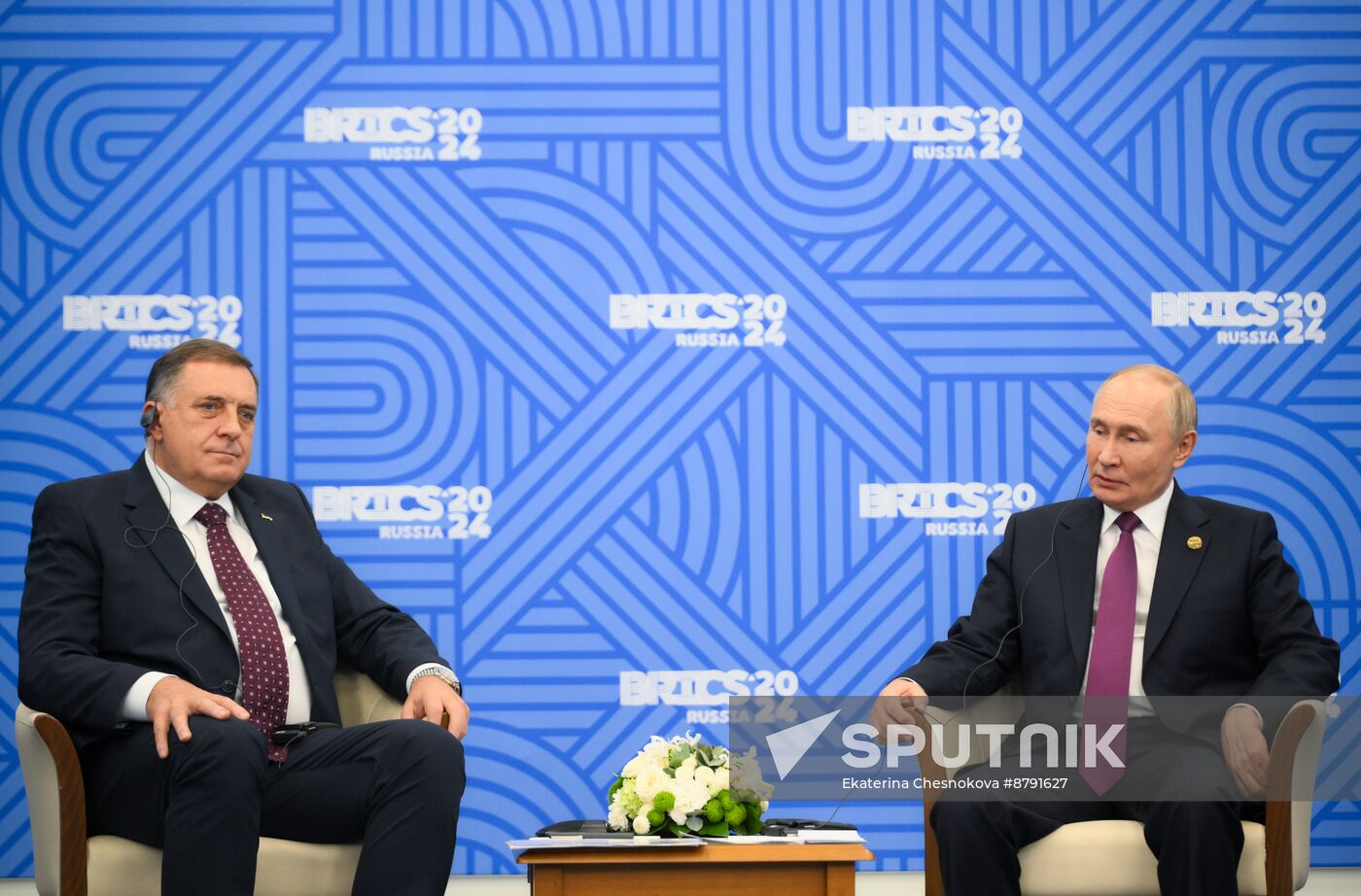 16th BRICS Summit. President of Russia Vladimir Putin meets with President of Republika Srpska Milorad Dodik