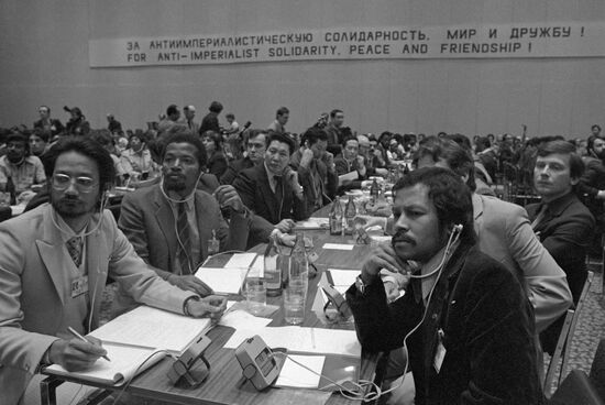 Participants in session of 12th World Festival of Youth and Students' Steering Committee