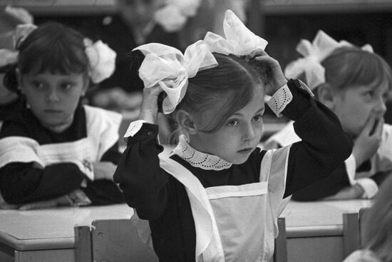 First day of school at new school in Moscow