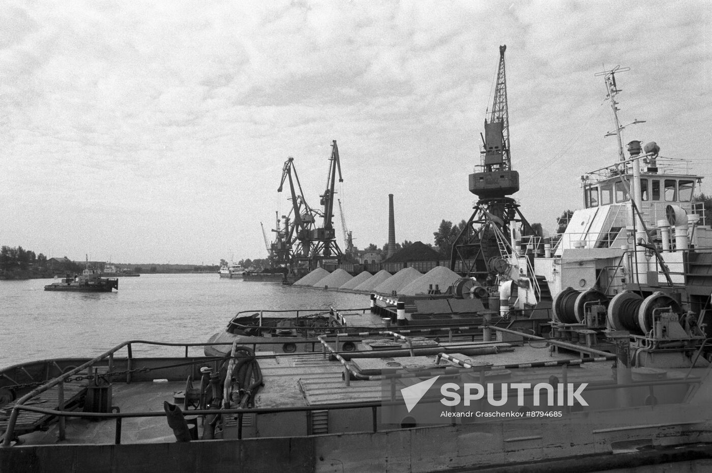 River port in Ust-Pristan on the bank of the Ob River