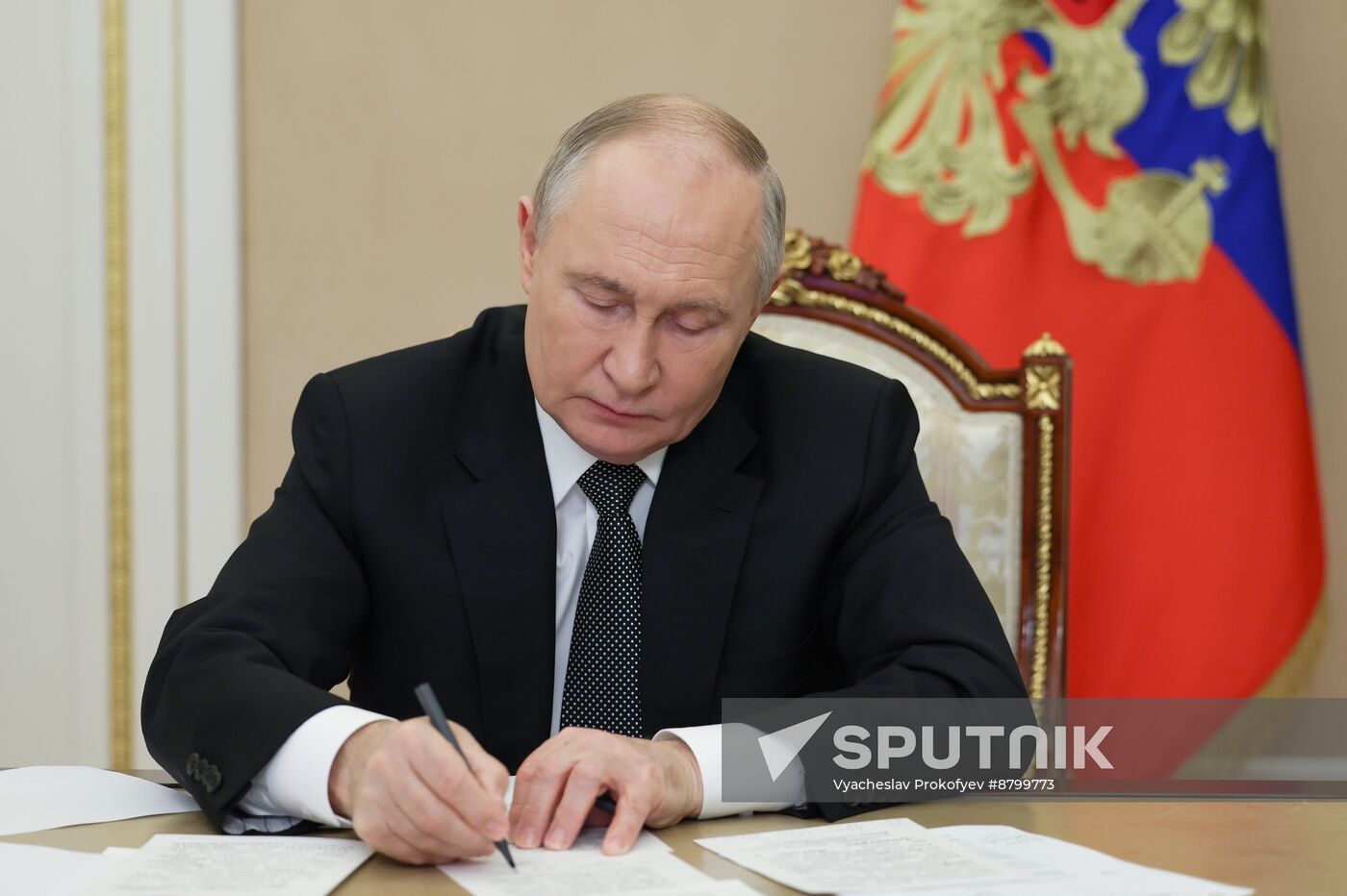 Russia Putin Chukotka Icebreaker Launching