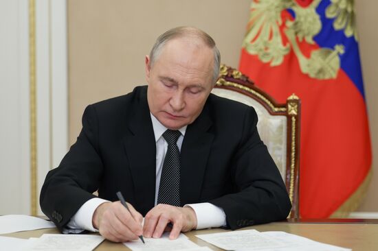 Russia Putin Chukotka Icebreaker Launching