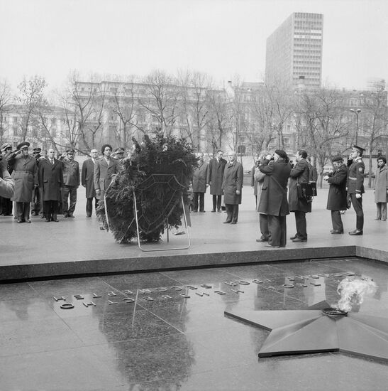 Leader of Libyan Revolution Muammar Gaddafi visits USSR