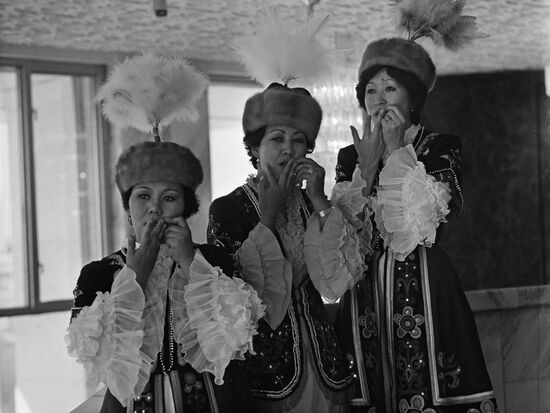 Trio of mouth harp players from Kyrgyz Philharmonic