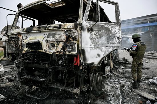 Russia Ukraine Petrol Station Drone Attack