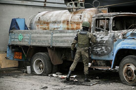 Russia Ukraine Petrol Station Drone Attack