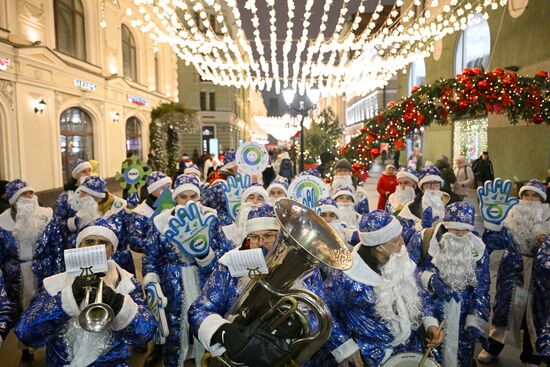 Russia New Year Season Father Frost Parade