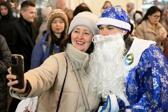 Russia New Year Season Father Frost Parade