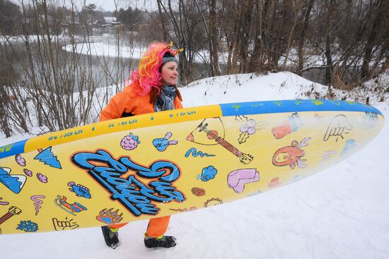 Russia New Year Season Sup Surfing