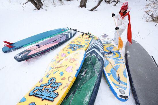 Russia New Year Season Sup Surfing