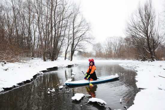 Russia New Year Season Sup Surfing