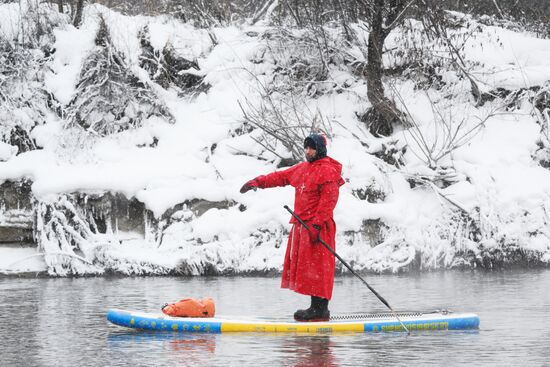 Russia New Year Season Sup Surfing