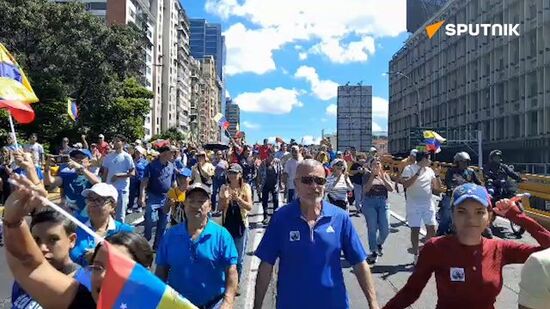Venezuelan opposition in the capital Caracas walks out before the inauguration of Nicolas Maduro
