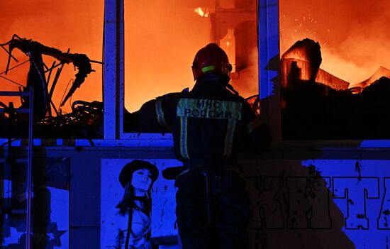 Russia Crimea Market Fire