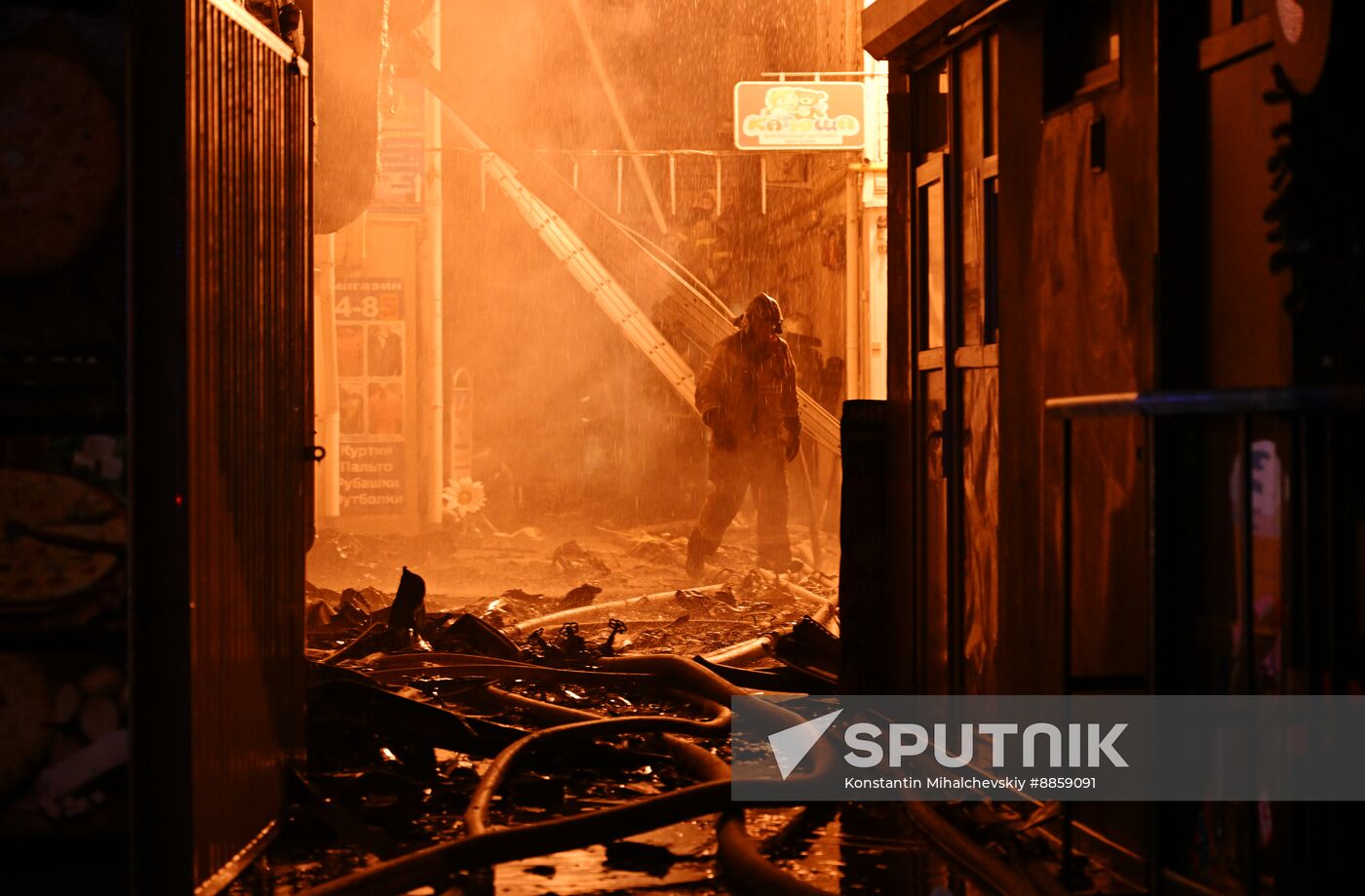 Russia Crimea Market Fire