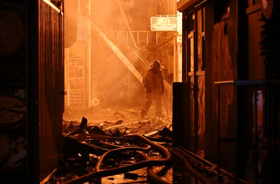 Russia Crimea Market Fire
