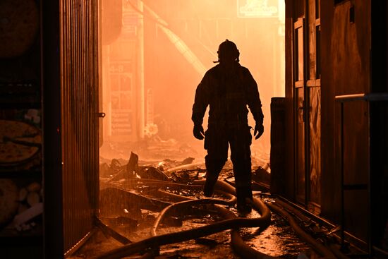 Russia Crimea Market Fire