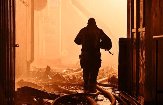 Russia Crimea Market Fire