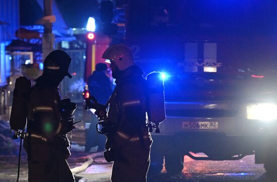Russia Crimea Market Fire