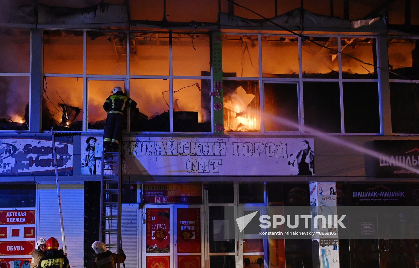 Russia Crimea Market Fire