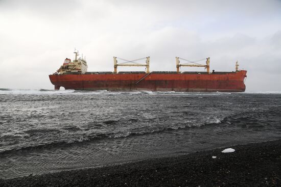 Russia Chinese Cargo Ship Running Aground