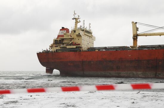 Russia Chinese Cargo Ship Running Aground
