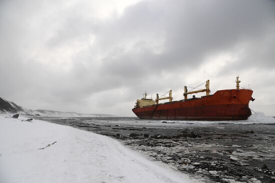 Russia Chinese Cargo Ship Running Aground