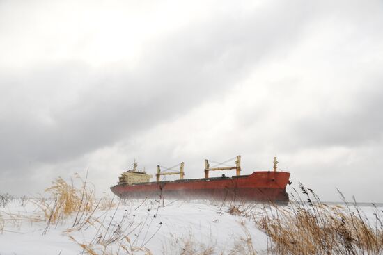 Russia Chinese Cargo Ship Running Aground