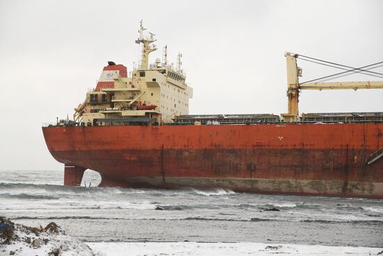 Russia Chinese Cargo Ship Running Aground