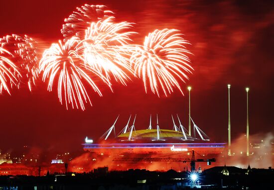 Russia Fatherland Defender Day Fireworks