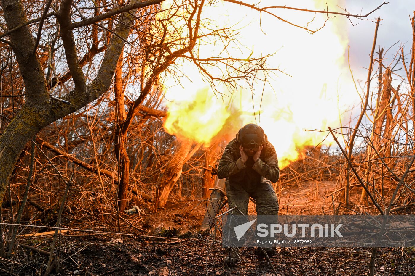 Russia Ukraine Kursk Attack Mortar Crew