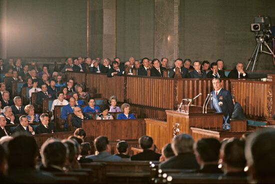 Leonid Brezhnev visits Polant on 30th anniversary of Polish People's Republic