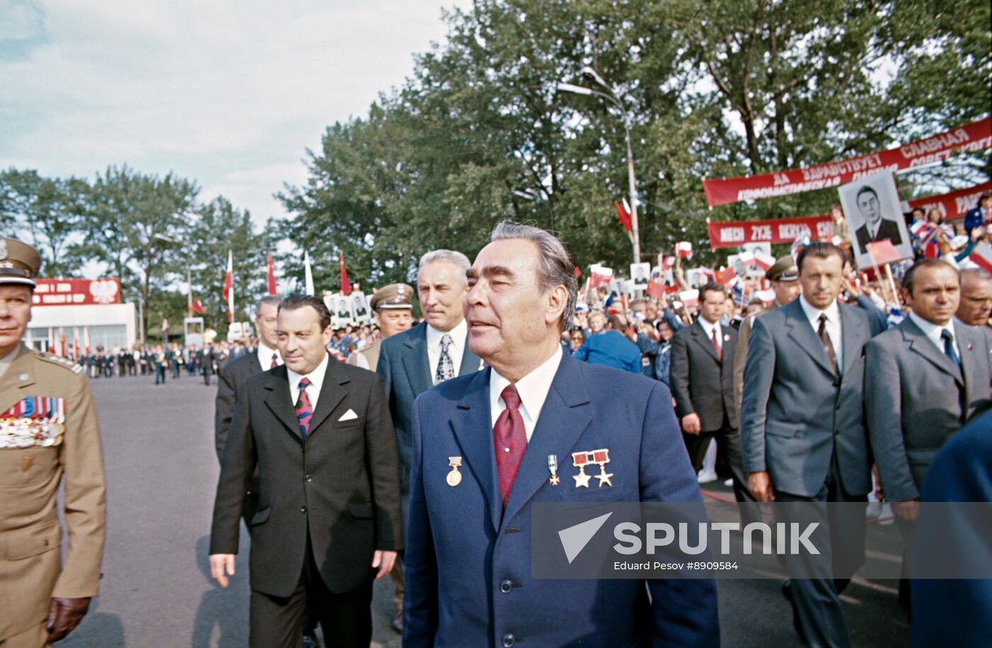 Leonid Brezhnev visits Polant on 30th anniversary of Polish People's Republic