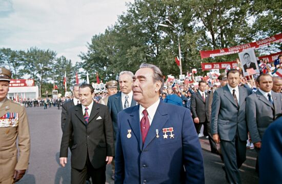 Leonid Brezhnev visits Polant on 30th anniversary of Polish People's Republic
