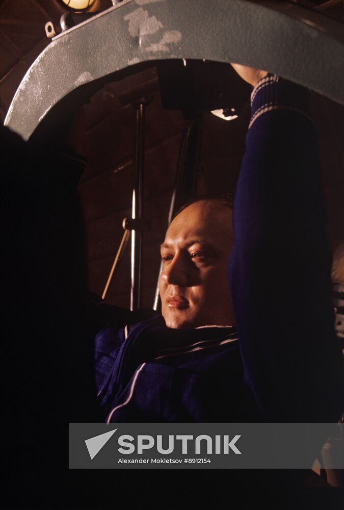 Vladimír Remek, major and pilot-cosmonaut of ČSSR, during training session