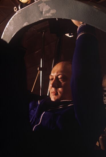 Vladimír Remek, major and pilot-cosmonaut of ČSSR, during training session