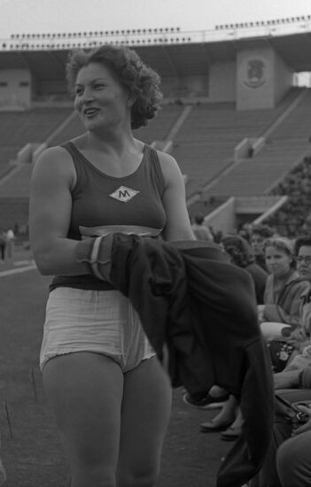 Track and field athlete Nina Ponomareva, winner of USSR Peoples Spartakiad