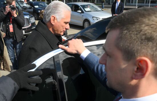 President of Cuba Miguel Diaz-Canel Bermudez arrives in Moscow to attend celebrations to mark 80th anniversary of Victory