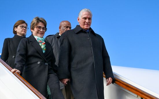 President of Cuba Miguel Diaz-Canel Bermudez arrives in Moscow to attend celebrations to mark 80th anniversary of Victory