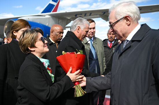 President of Cuba Miguel Diaz-Canel Bermudez arrives in Moscow to attend celebrations to mark 80th anniversary of Victory