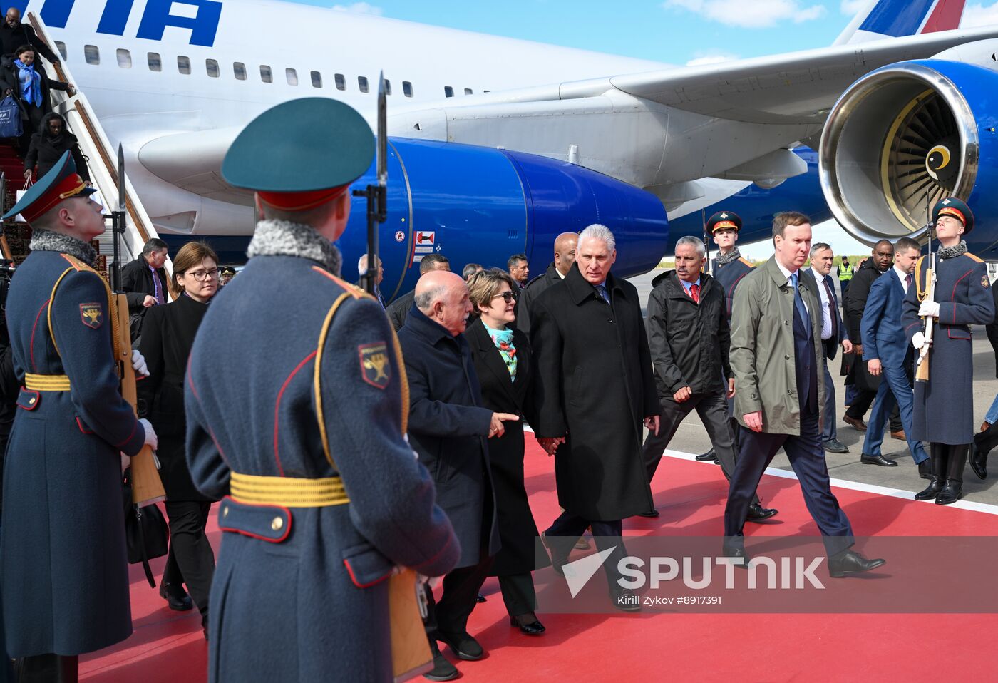 President of Cuba Miguel Diaz-Canel Bermudez arrives in Moscow to attend celebrations to mark 80th anniversary of Victory