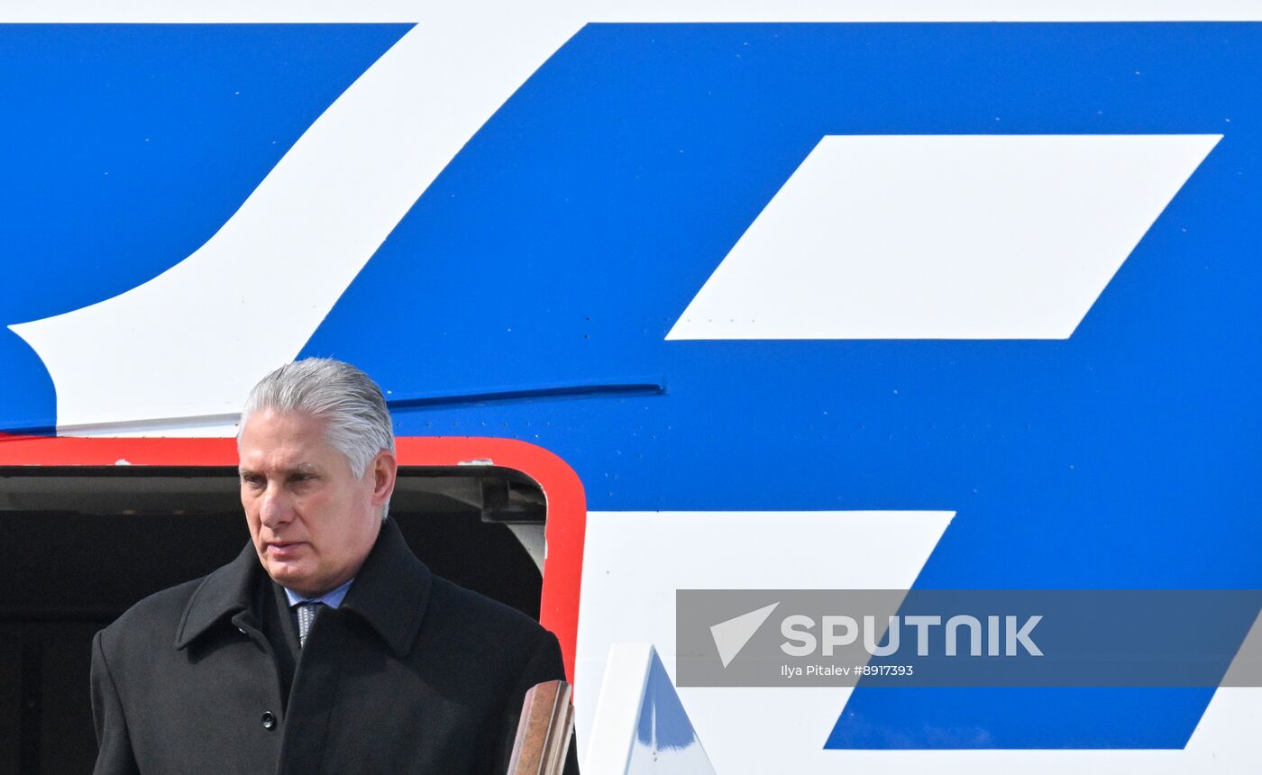 President of Cuba Miguel Diaz-Canel Bermudez arrives in Moscow to attend celebrations to mark 80th anniversary of Victory