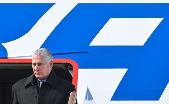 President of Cuba Miguel Diaz-Canel Bermudez arrives in Moscow to attend celebrations to mark 80th anniversary of Victory